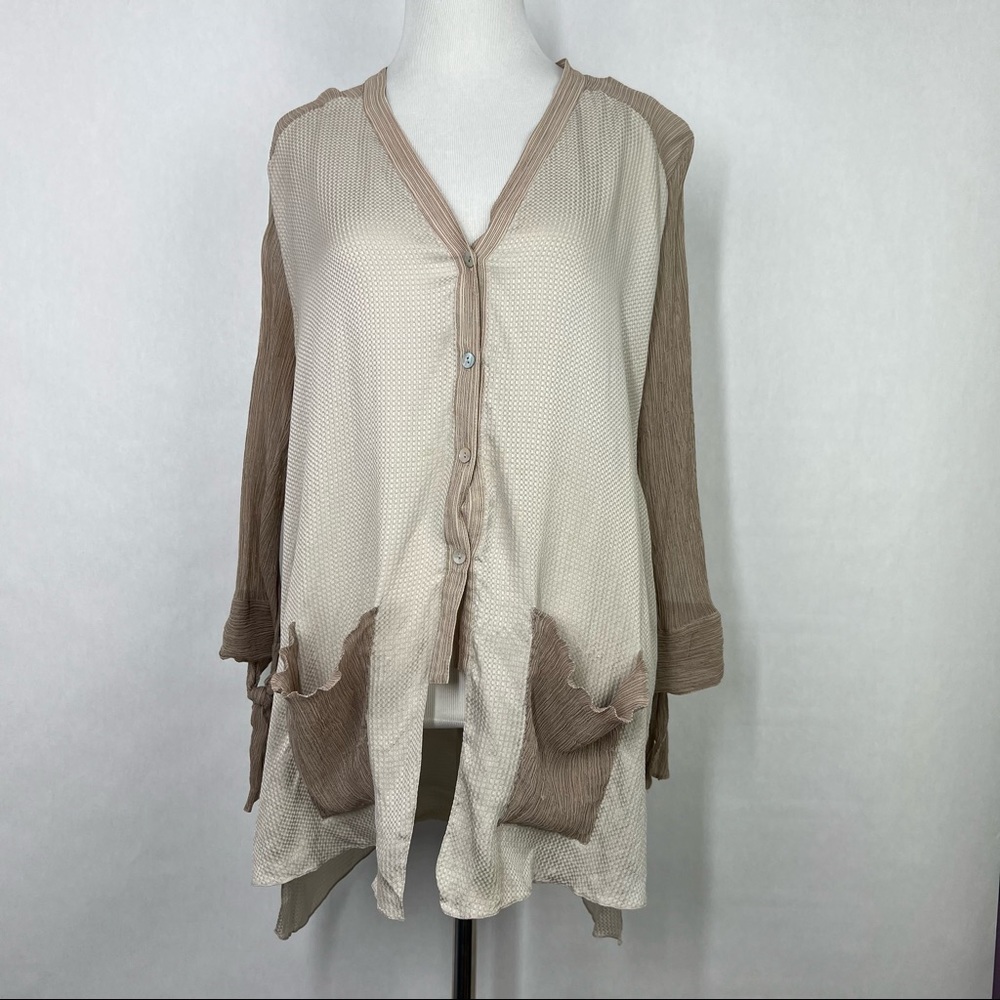 Sachin & Babi for Ankasa Cream Brown Women’s Button Down Long sleeve Size Large